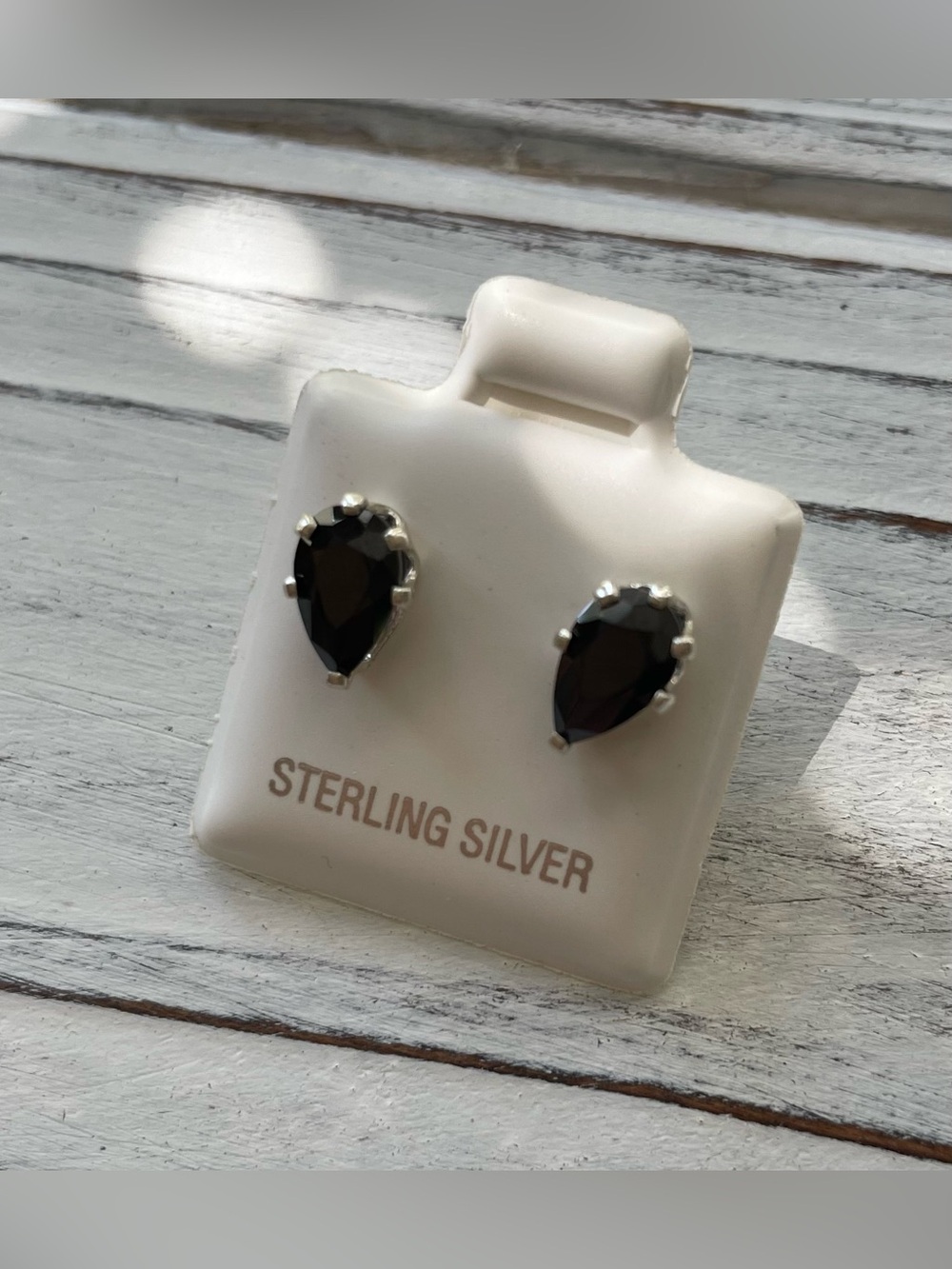 Sterling Silver Black Cubic Zirconia Stud Earrings